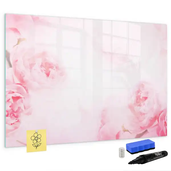 Beschrijfbaar glazen magneetbord met design bloeiende bloemen
