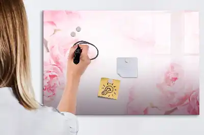 Beschrijfbaar glazen magneetbord met design bloeiende bloemen