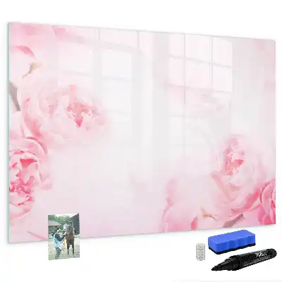 Beschrijfbaar glazen magneetbord met design bloeiende bloemen