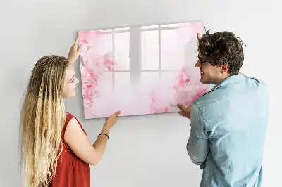 Beschrijfbaar glazen magneetbord met design bloeiende bloemen