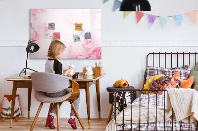 Beschrijfbaar glazen magneetbord met design bloeiende bloemen
