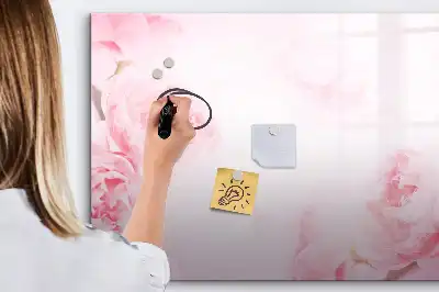 Beschrijfbaar glazen magneetbord met design bloeiende bloemen