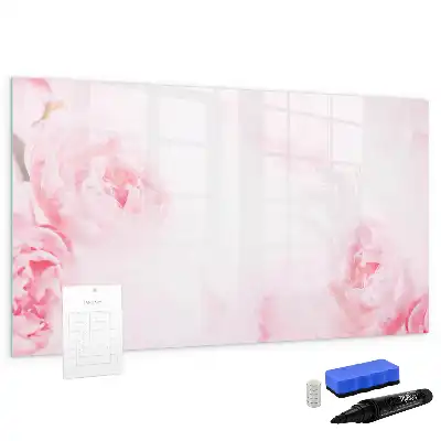 Beschrijfbaar glazen magneetbord met design bloeiende bloemen
