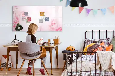 Beschrijfbaar glazen magneetbord met design bloeiende bloemen