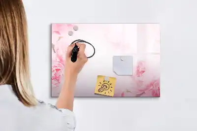 Beschrijfbaar glazen magneetbord met design bloeiende bloemen