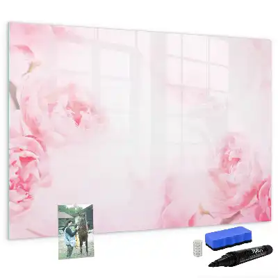 Beschrijfbaar glazen magneetbord met design bloeiende bloemen