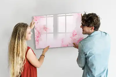 Beschrijfbaar glazen magneetbord met design bloeiende bloemen