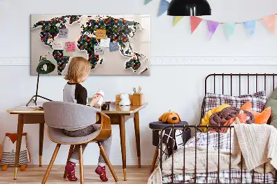 Magnetisch glazen schrijfbord met abstracte wereldkaart
