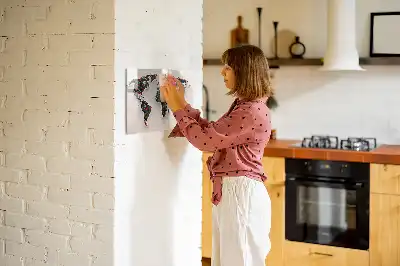 Magnetisch glazen schrijfbord met abstracte wereldkaart