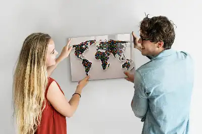 Magnetisch glazen schrijfbord met abstracte wereldkaart