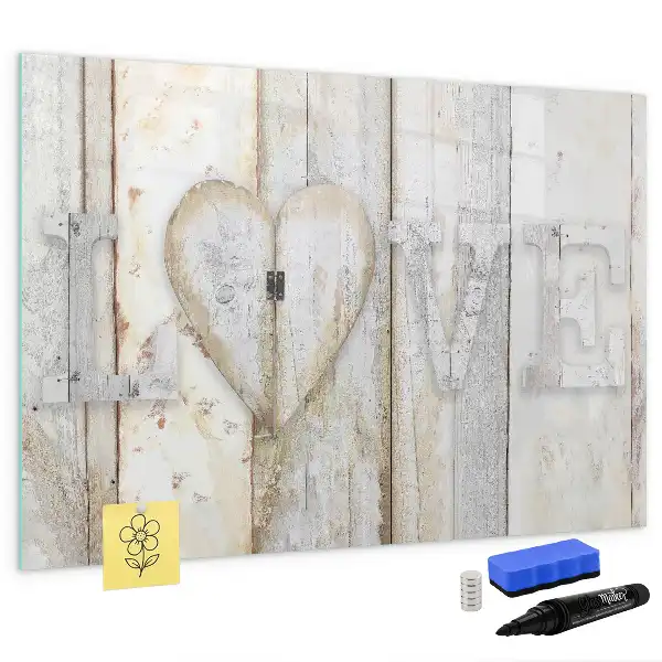Beschrijfbaar glazen magneetbord met liefdestekst design