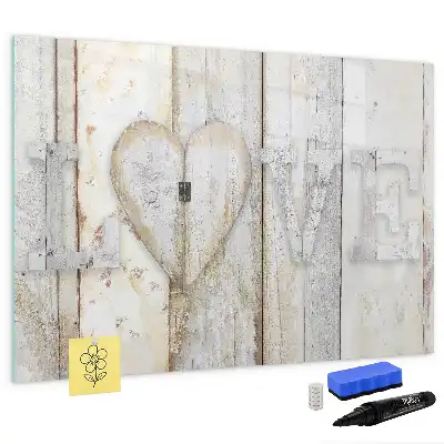 Beschrijfbaar glazen magneetbord met liefdestekst design