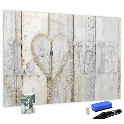 Beschrijfbaar glazen magneetbord met liefdestekst design