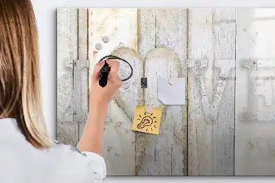 Beschrijfbaar glazen magneetbord met liefdestekst design
