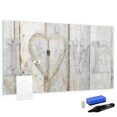 Beschrijfbaar glazen magneetbord met liefdestekst design