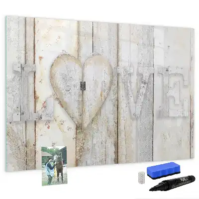 Beschrijfbaar glazen magneetbord met liefdestekst design