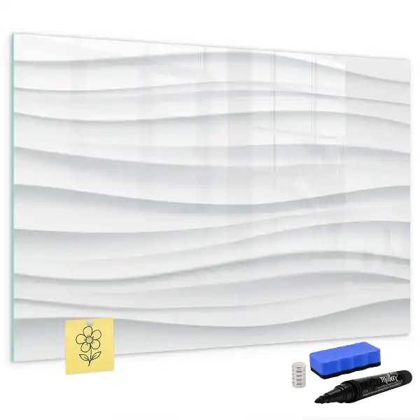 Magnetisch glazen schrijfbord voor notities en foto's met golfstructuur
