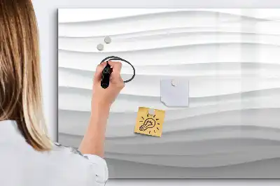 Magnetisch glazen schrijfbord voor notities en foto's met golfstructuur