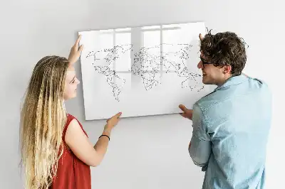Magnetisch glazen schrijfbord met wereldkaart ontwerp