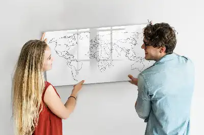 Magnetisch glazen schrijfbord met wereldkaart ontwerp
