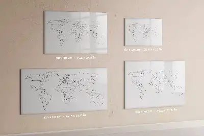 Magnetisch glazen schrijfbord met wereldkaart ontwerp