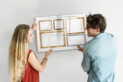 Beschrijfbaar glazen magneetbord met een gouden frame