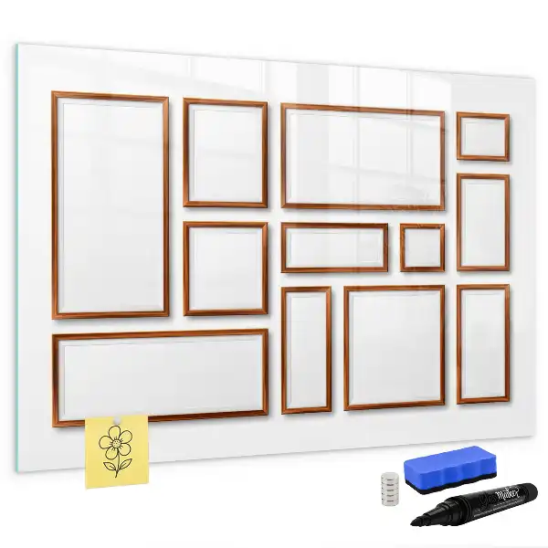 Magnetisch glazen schrijfbord voor notities en foto's met houten frame