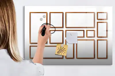 Magnetisch glazen schrijfbord voor notities en foto's met houten frame