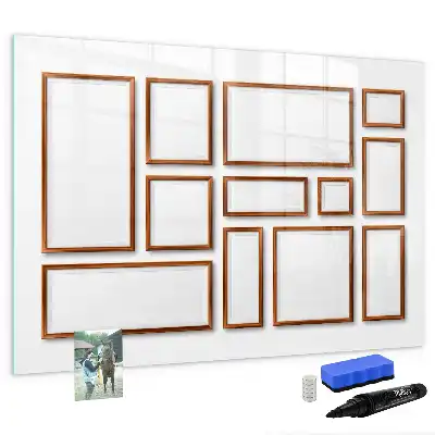 Magnetisch glazen schrijfbord voor notities en foto's met houten frame