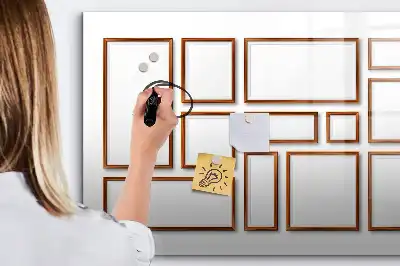 Magnetisch glazen schrijfbord voor notities en foto's met houten frame
