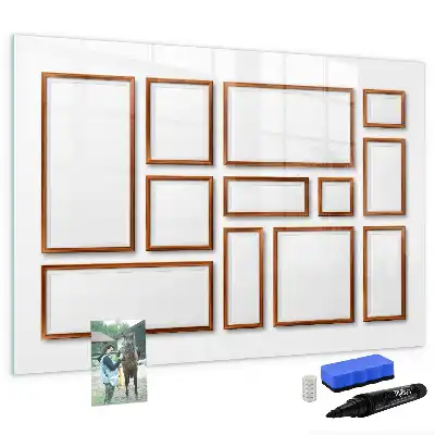 Magnetisch glazen schrijfbord voor notities en foto's met houten frame