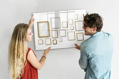 Beschrijfbaar glazen magneetbord met design met houten frame