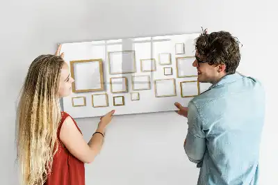 Beschrijfbaar glazen magneetbord met design met houten frame