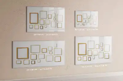 Beschrijfbaar glazen magneetbord met design met houten frame