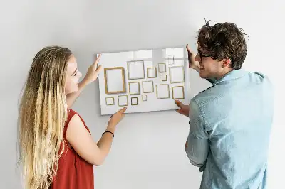Beschrijfbaar glazen magneetbord met design met houten frame
