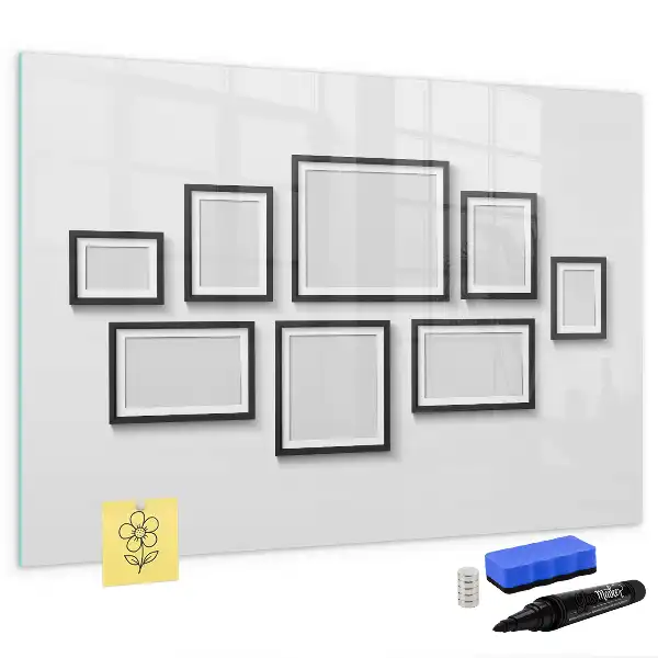 Magnetisch glazen schrijfbord voor notities en foto's met zwart frame