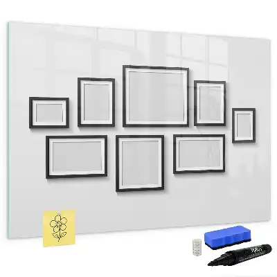 Magnetisch glazen schrijfbord voor notities en foto's met zwart frame