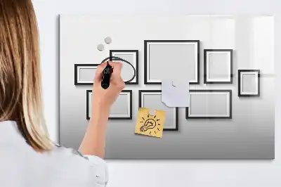 Magnetisch glazen schrijfbord voor notities en foto's met zwart frame