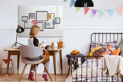 Magnetisch glazen schrijfbord voor notities en foto's met zwart frame