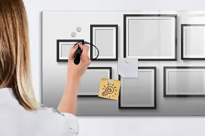 Magnetisch glazen schrijfbord voor notities en foto's met zwart frame