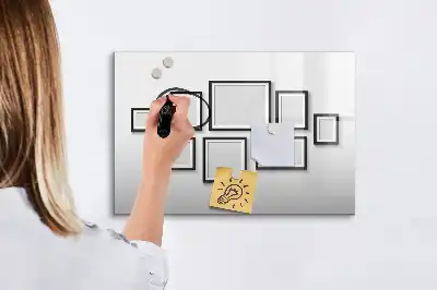 Magnetisch glazen schrijfbord voor notities en foto's met zwart frame