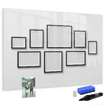 Magnetisch glazen schrijfbord voor notities en foto's met zwart frame