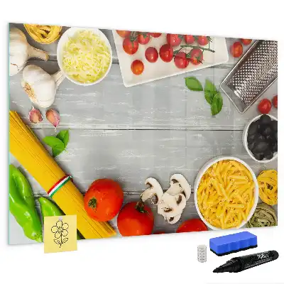 Beschrijfbaar glazen magneetbord met design voor ingrediënten