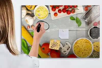 Beschrijfbaar glazen magneetbord met design voor ingrediënten