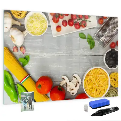 Beschrijfbaar glazen magneetbord met design voor ingrediënten