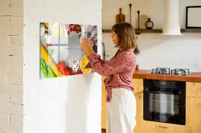 Beschrijfbaar glazen magneetbord met design voor ingrediënten