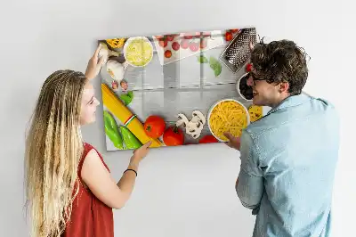 Beschrijfbaar glazen magneetbord met design voor ingrediënten