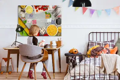 Beschrijfbaar glazen magneetbord met design voor ingrediënten