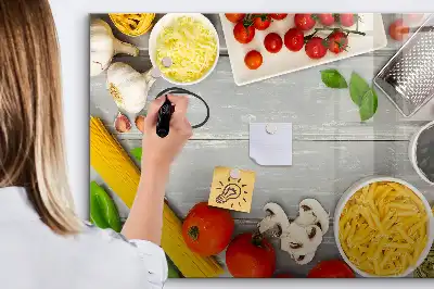 Beschrijfbaar glazen magneetbord met design voor ingrediënten