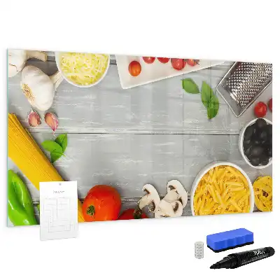 Beschrijfbaar glazen magneetbord met design voor ingrediënten